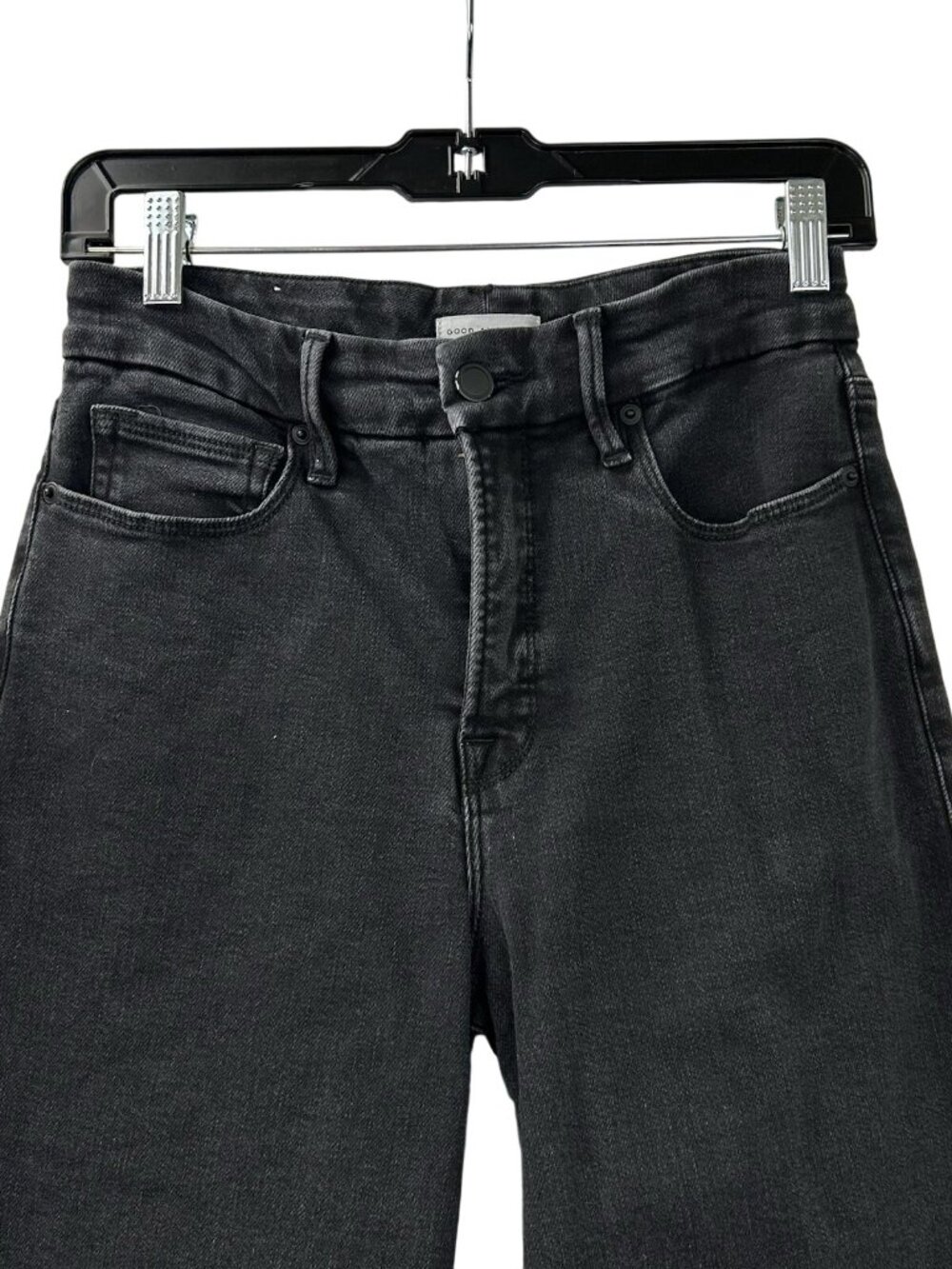 GOOD AMERICAN Good Waist Cropped Palazzo Never Fade Jeans Black Womens Size 4/27 - Picture 12 of 16